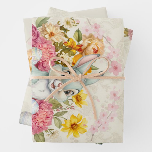 Frohe Ostern Süße Wasserfarbe Hase Geschenkpapier Set (Beispiel)