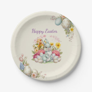 Frohe Ostern Süße Wasserfarbe Hase Pappteller