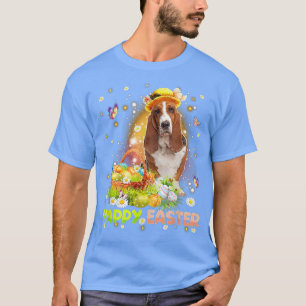Frohe Ostern Süßer Hase Hund Basset Hound Eier Kör T-Shirt