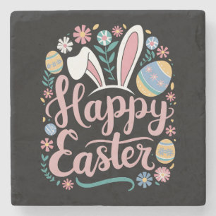 Frohe Ostern Süßer Hase Kaninchen Eier Steinuntersetzer