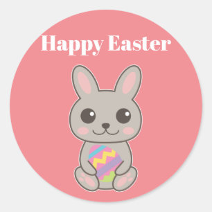Frohe Ostern Süßer Hase Klassischer Rund Sticker