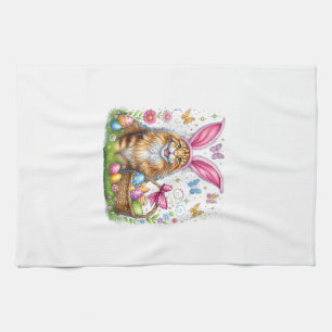 Frohe Ostern Süßer Hase Maine Coon Katze Ostereier Geschirrtuch