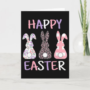 Frohe Ostern Süßer Rosa Leopard Karo Blume Hase Karte