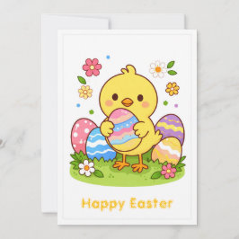 Frohe Ostern Süßes Babyküken Bunte Eier Frühling  Feiertagskarte