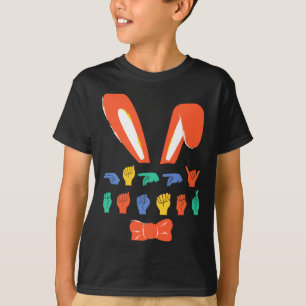 Frohe Ostern Süßigkeiten Gebärdensprache Eier Frau T-Shirt