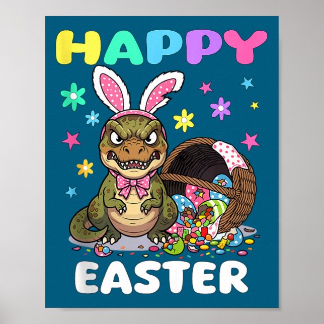 Frohe Ostern T-Rex Dinosaur Schokolade Schleife Os Poster (Vorne)