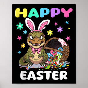 Frohe Ostern T-Rex Dinosaur Schokolade Schleife Os Poster