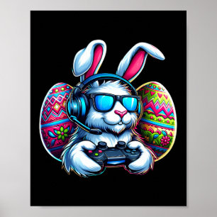 Frohe Ostern Tag Hase Ei Video Gaming Spiel Kinder Poster