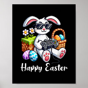 Frohe Ostern Tag Hase Ei Videospiel Kinder Männer Poster