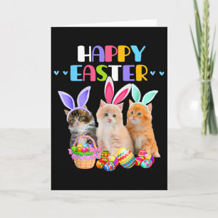 Frohe Ostern Tag Hase Katze Eier Korb Männer Fraue Karte