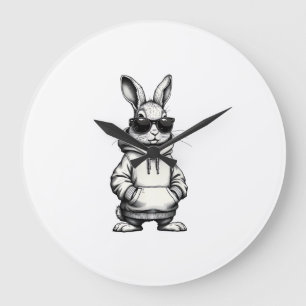Frohe Ostern Tag Hase Ostern Jungen Mädchen Teenag Große Wanduhr