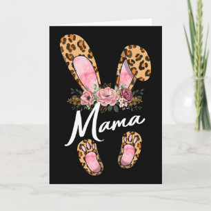 Frohe Ostern Tag Leopard Blumen Mama Kaninchen Ohr Karte