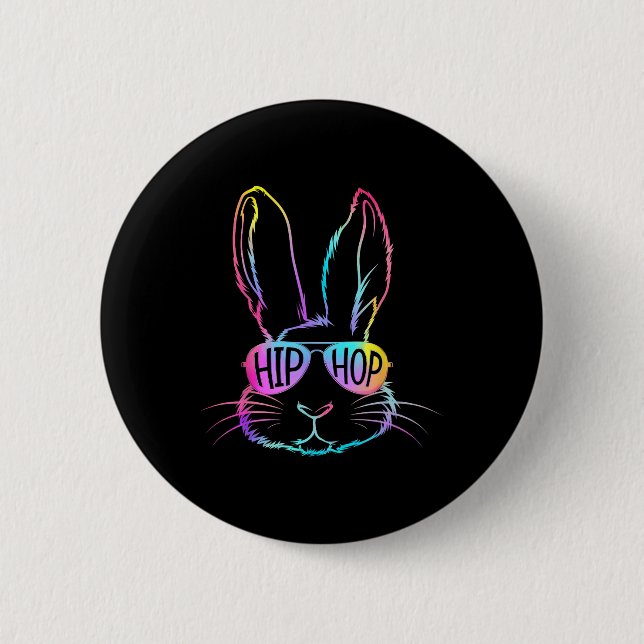 Frohe Ostern Tie Dye Bunny Sungles Hip Hop Männer  Button (Vorderseite)
