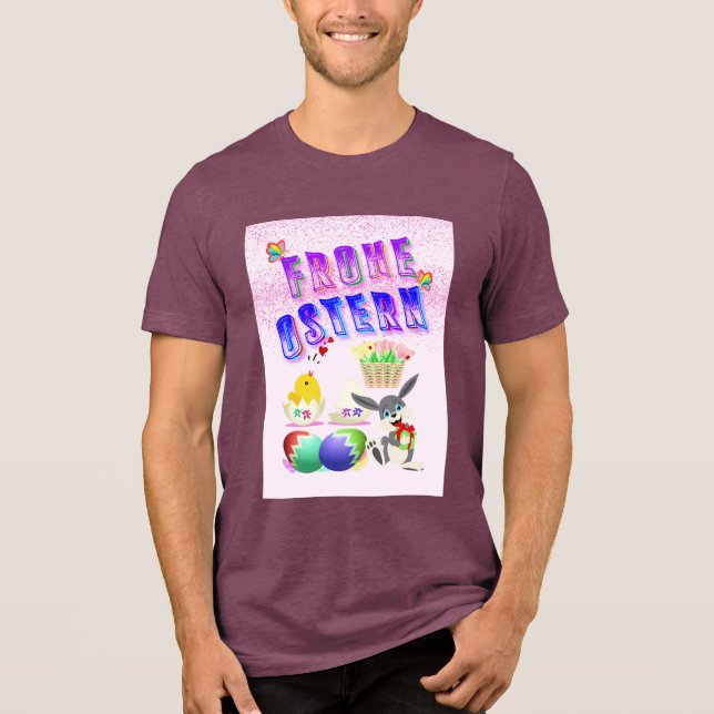 Frohe Ostern Tri-Blend Shirt (Vorderseite)