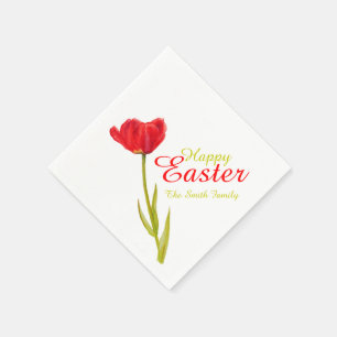 Frohe Ostern Tulpe rot Frühling Name Papiertuch Serviette