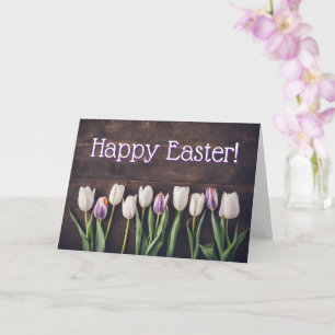 Frohe Ostern Tulpenblumen im ländlichen Setting Karte