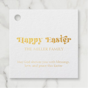 Frohe Ostern Typografie Pastell Blumen Muster Geschenkanhänger