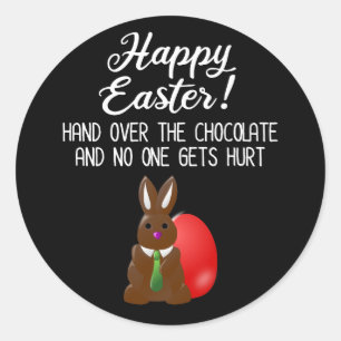 Frohe Ostern! Übergeben Sie die Schokoladenküche Runder Aufkleber