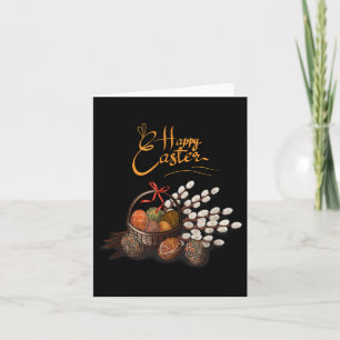 Frohe Ostern; Ukrainische traditionelle Eier und W Karte