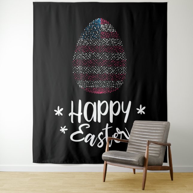 Frohe Ostern und Ostern Ei mit amerikanischer Flag Wandteppich (Beispiel)