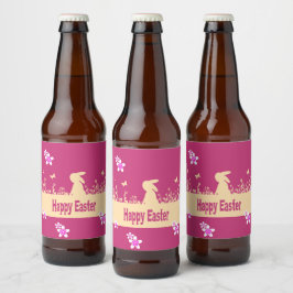 Frohe Ostern, verträumter Hase Bierflaschenetikett