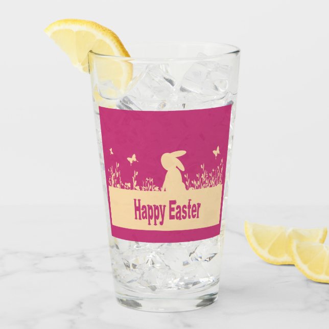 Frohe Ostern, verträumter Hase Glas (Vorderseite Ice)