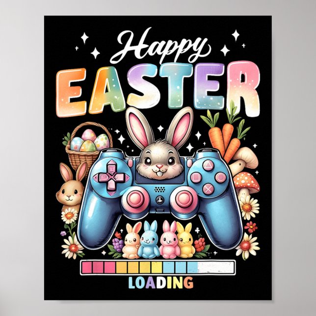 Frohe Ostern Videospiel-Controller Osterhase Ga Poster (Vorne)