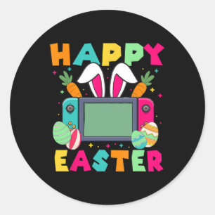 Frohe Ostern Videospiel Hase Gaming Controller Ga Runder Aufkleber