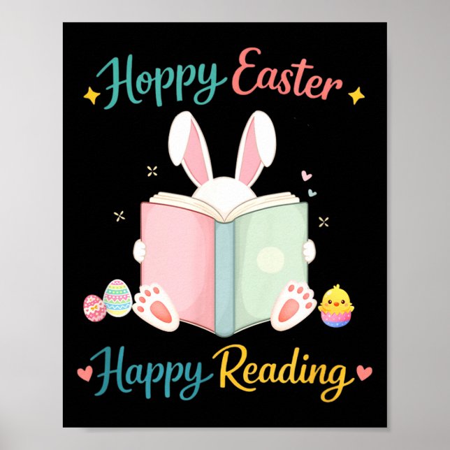 Frohe Ostern, viel Spaß beim Lesen, Hasendesign fü Poster (Vorne)