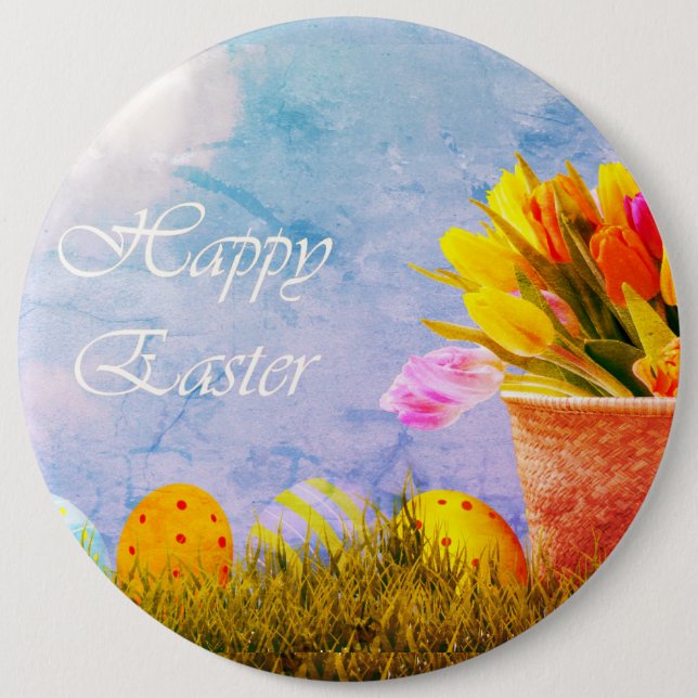 Frohe Ostern Vintage Button (Vorderseite)