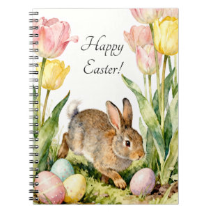 Frohe Ostern Vintage-Hase Eier & Frühlingsblumen Notizblock