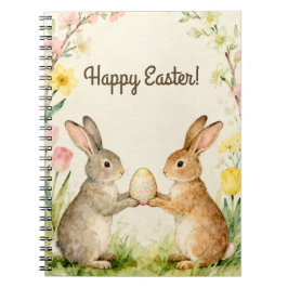 Frohe Ostern Vintage-Hasen mit Ei Notizblock