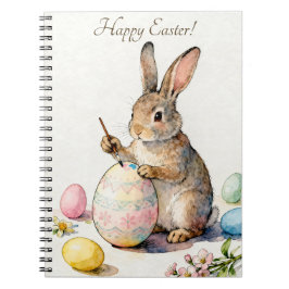 Frohe Ostern Vintage-Hasenmalerei eines Eis Notizblock