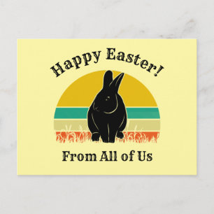 Frohe Ostern Vintage-Sonnenuntergang-Hasen-Silhoue Postkarte