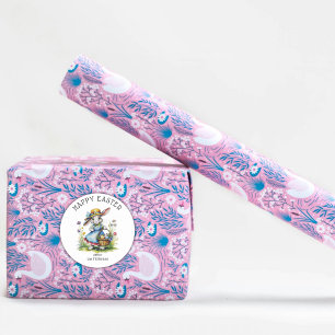 Frohe Ostern Vintage-Wasserfarben-Hase und Eier Runder Aufkleber