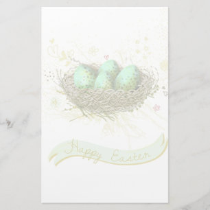 Frohe Ostern! - Vogelnest mit farbigen Eiern Briefpapier