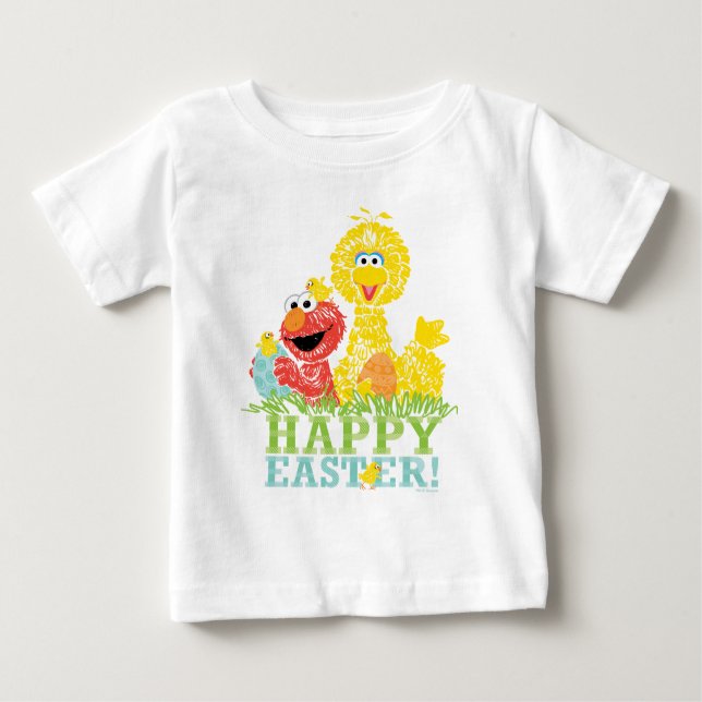 Frohe Ostern von Elmo & Big Bird Baby T-shirt (Vorderseite)