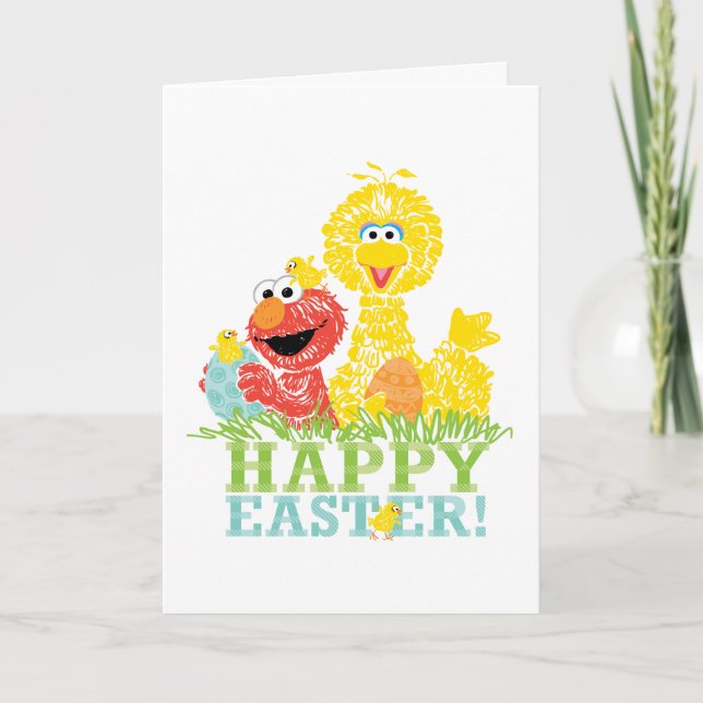 Frohe Ostern von Elmo & Big Bird Karte (Vorderseite)