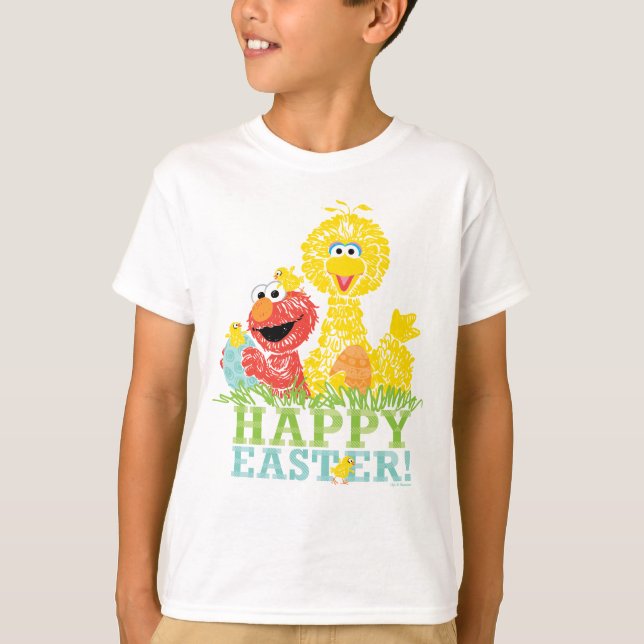 Frohe Ostern von Elmo & Big Bird T-Shirt (Vorderseite)