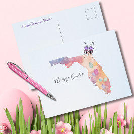 Frohe Ostern von Florida Pastell-Eiern und Hase Feiertagspostkarte