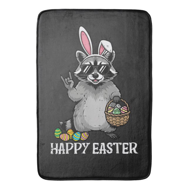 Frohe Ostern Waschbär Hase Badematte (Vorderseite Vertikal)