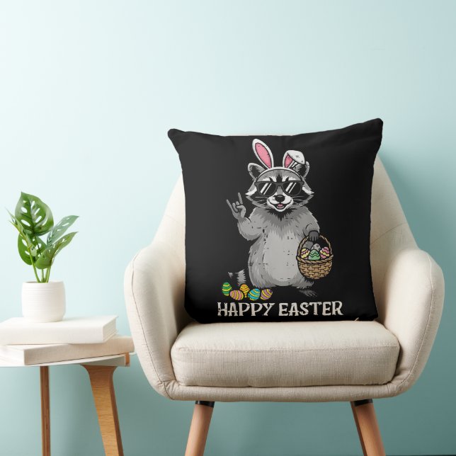 Frohe Ostern Waschbär Hase Kissen (Stuhl )