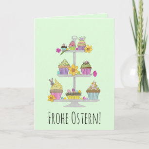 Frohe Ostern Wasserfarbe Cupcakes Feiertagskarte