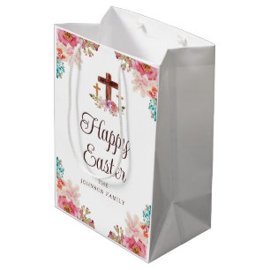 Frohe Ostern Wasserfarbe Religiöses Kreuz Mittlere Geschenktüte