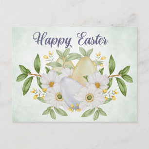 Frohe Ostern Wasserfarben Blumen und Ostereier  Feiertagspostkarte