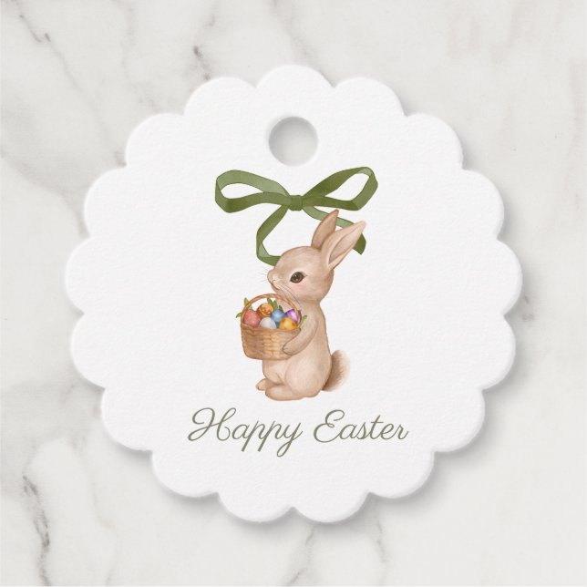 Frohe Ostern Wasserfarben-Hase Geschenkanhänger (Vorderseite)