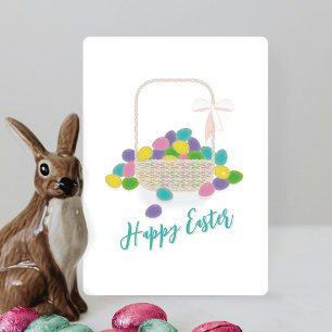 Frohe Ostern Weidenkorb & Pastellfarbene Eier Früh Feiertagskarte