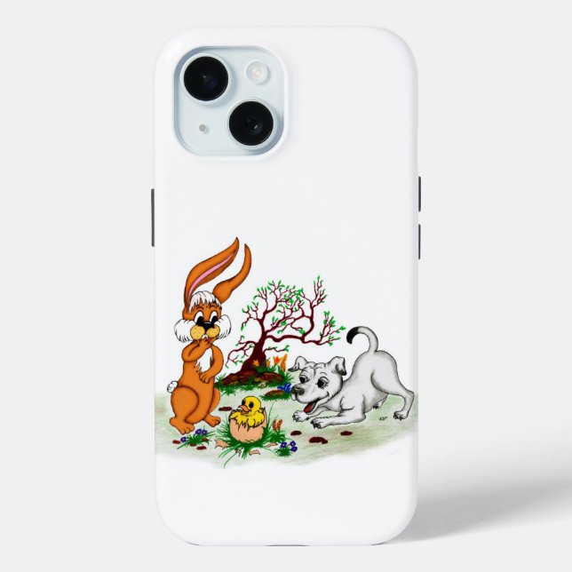 Frohe Ostern! Welpe, Küken, Hase Case-Mate iPhone Hülle (Rückseite)