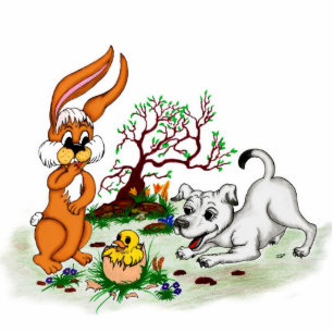 Frohe Ostern! Welpe, Küken, Hase - Magnet Fotoskulptur Magnet