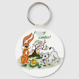 Frohe Ostern! Welpe, Küken, Hase Schlüsselanhänger